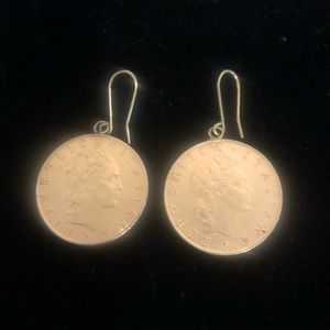 Vintage gold Italian coin earrings
